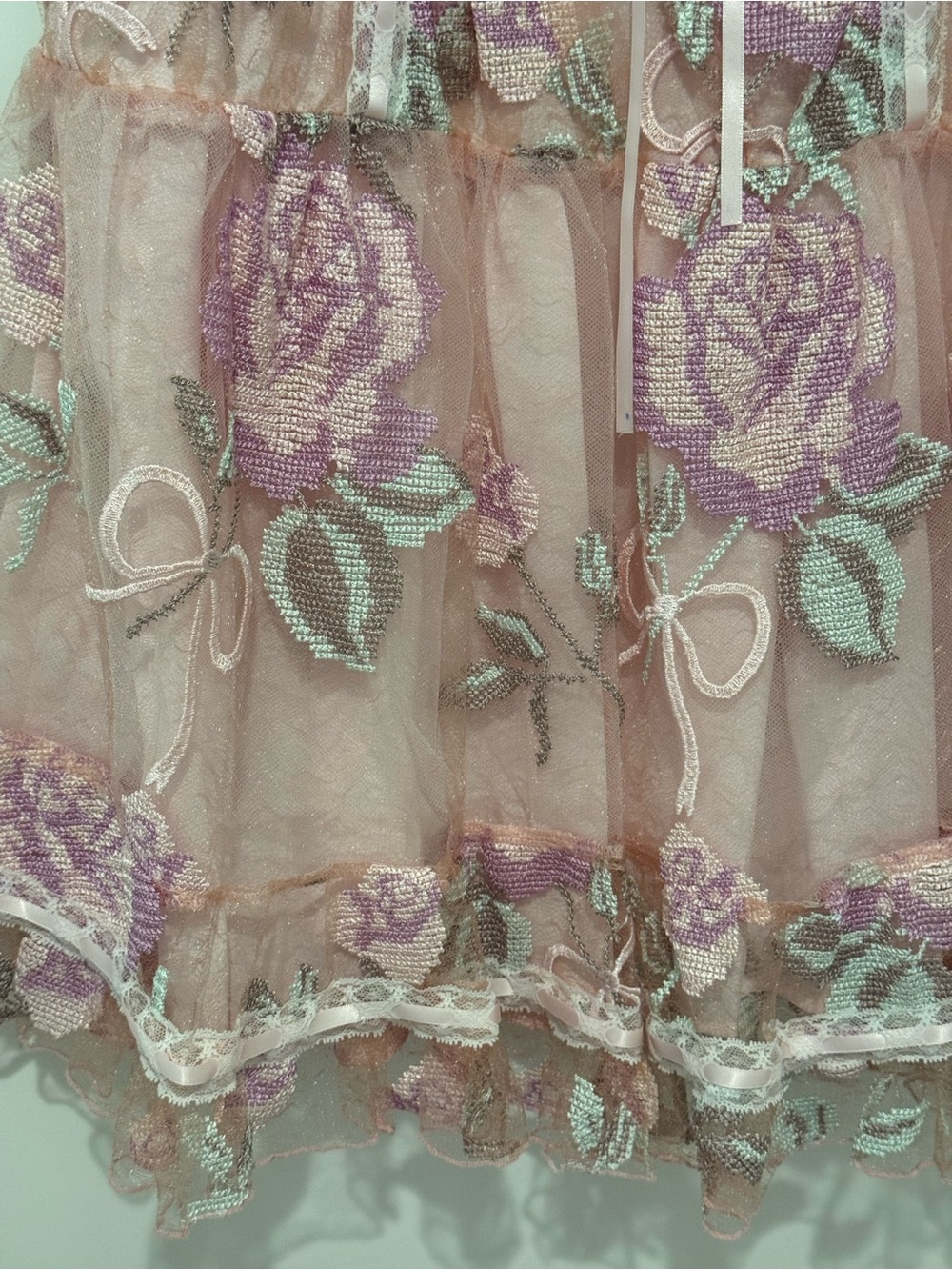 For Love and Lemons Emmeline Embroidery Ruffled Mini Dress - Picture 6 of 16